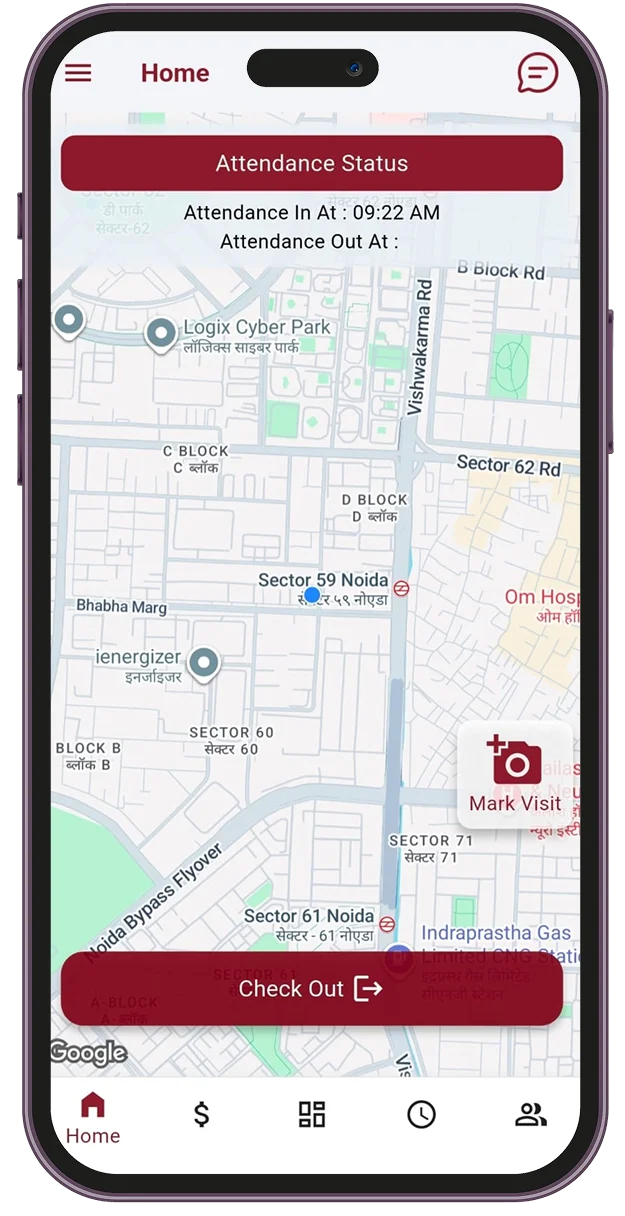 HRMS app screen 1